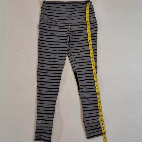 Athleta Running Leggings Black Gray Striped‎ XS Womens Workout Yoga - Picture 11 of 12